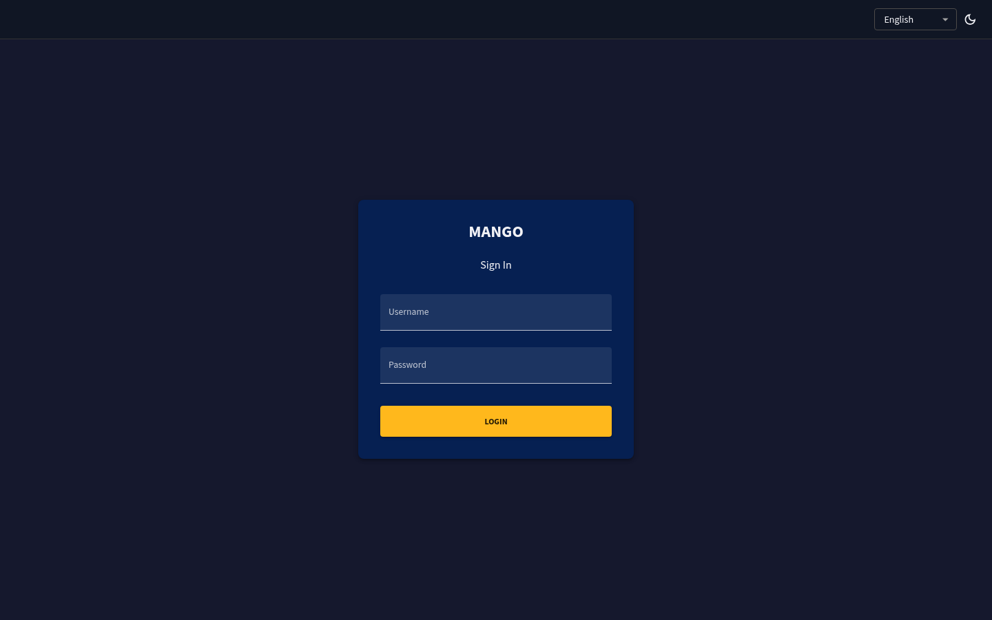Login screen